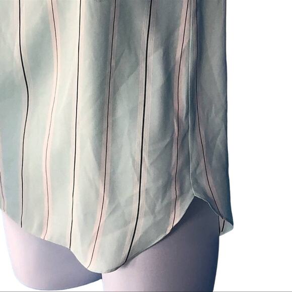 LOFT Mint Green & Black-White Vertical Stripe Sheer Tank Top S - Picture 8 of 10